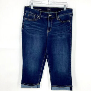 NYDJ Marilyn‎ Crop Straight Jeans Women Sz 12 Stretch Dark Wash Denim